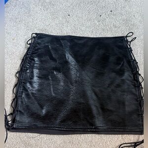 Tiger Mist Black Lace-Up Pencil Skirt